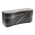 "Elegante Zwarte Dressoir met Marmeren Top en Gouden Accenten"