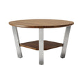 Ronde Eettafel met Houten Blad en Verchroomde Poten