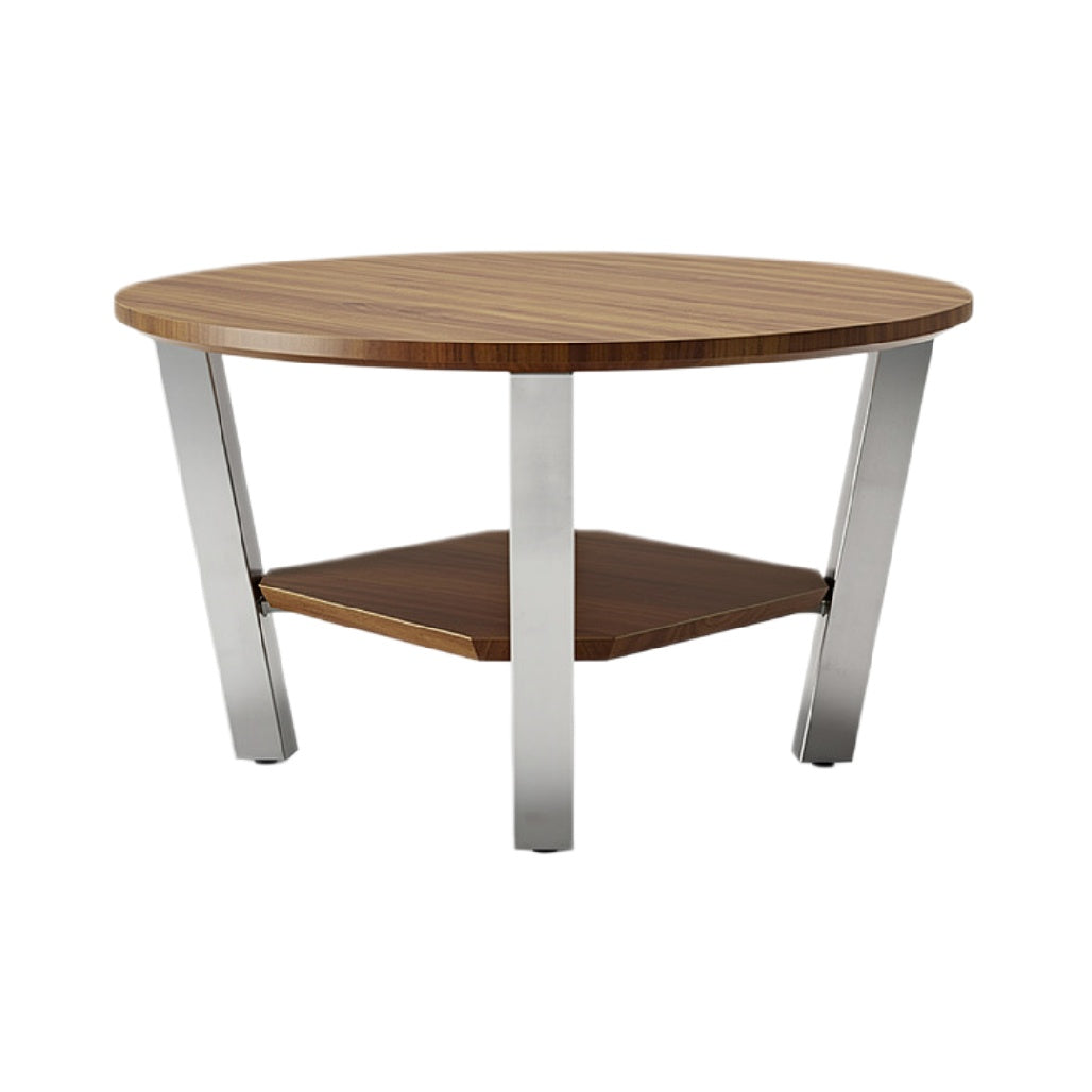 Ronde Eettafel met Houten Blad en Verchroomde Poten