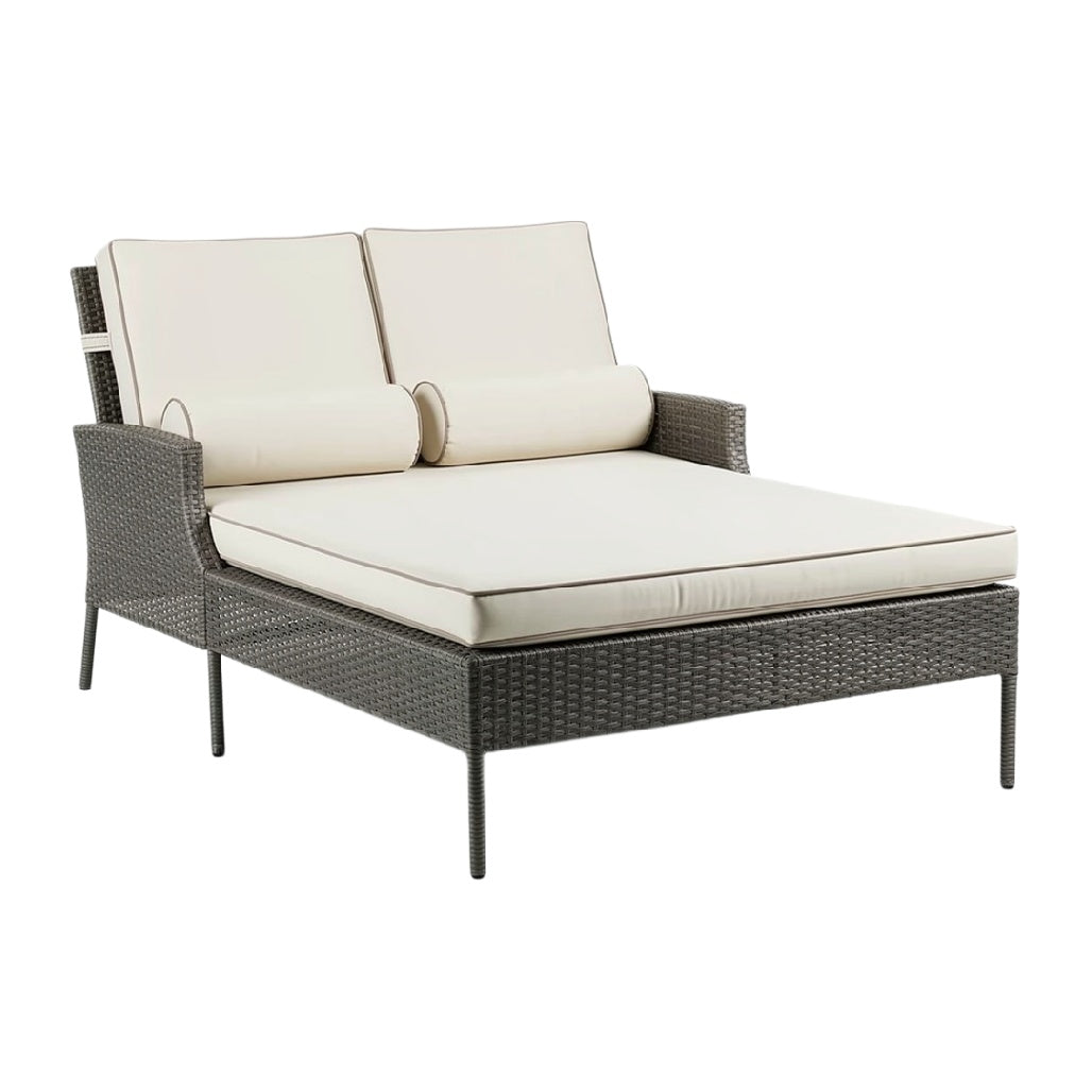 "Moderne Ligstoel van Wicker met Kussen – Perfect voor Buiten"