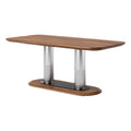 Moderne eettafel van hout met aluminium poten
